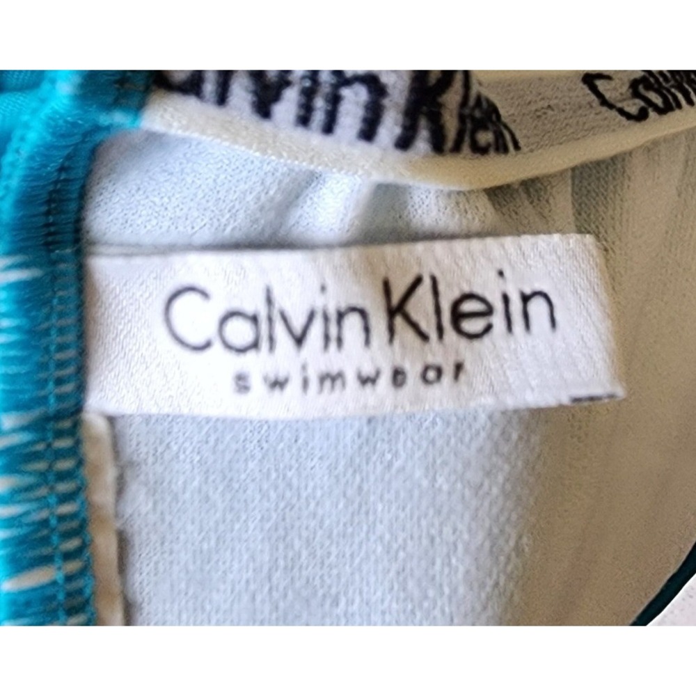 Calvin Klein One Piece Swimsuit Womens XS Teal Blue Cross Back Gold Logo Accent - Picture 9 of 16